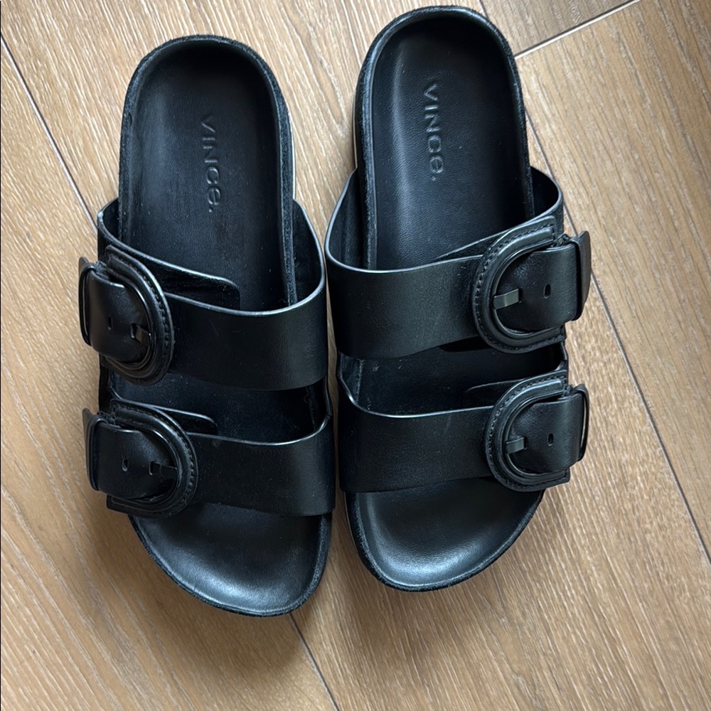 Vince Black Double Strap Sandals